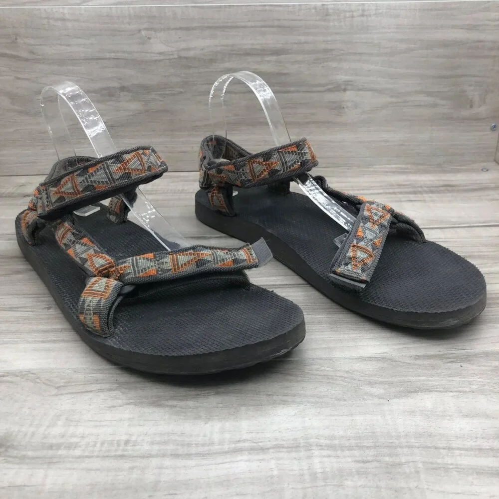 Teva Sandals Mens 13 Original Gray Nylon Webbing Hook and Loop Outdoor Shoes